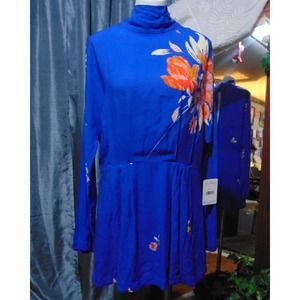 Free People | Women's Long Sleeve Dress Blue Floral Long Sleeve Size Small NWT